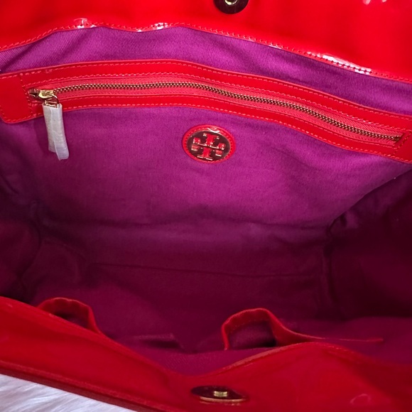 Red Patent Leather Tory Birch Tote Bag - Picture 5 of 9